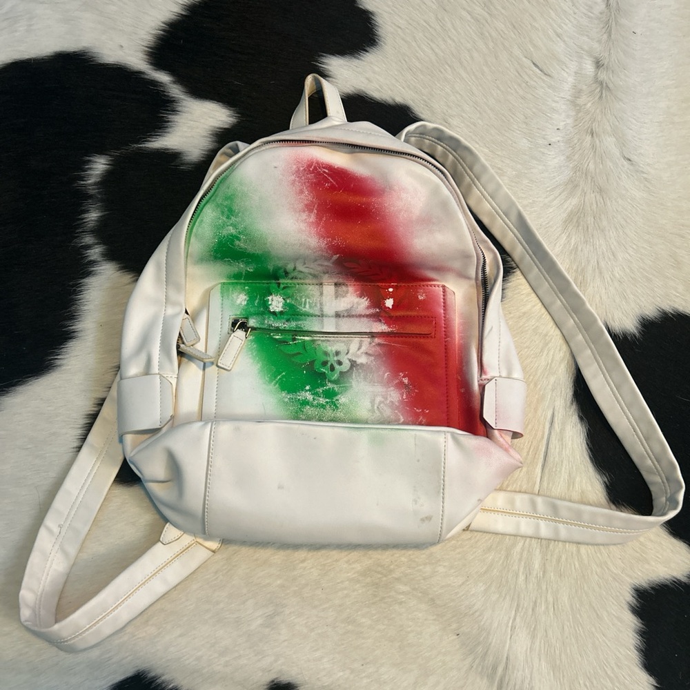 Stylish White and Multicolor Backpack